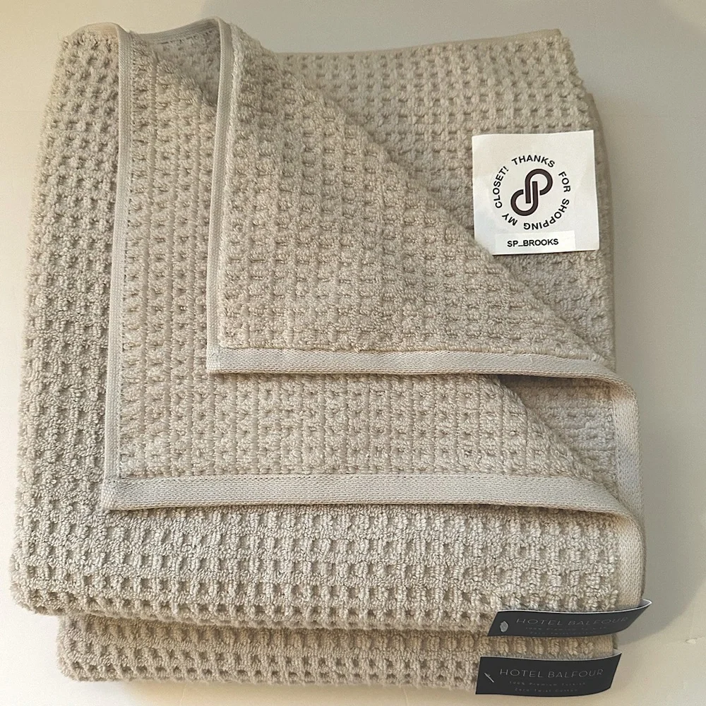 🎁Hotel Balfour Bath Towels - Zero Twist Waffle Cotton Towels - Set of 2 - Taupe